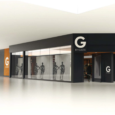 A rendering of a interior retail storefront project.